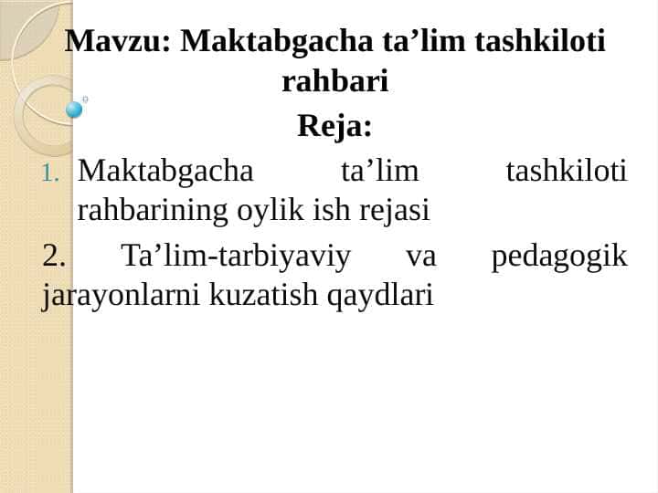 Maktabgacha ta’lim tashkiloti rahbari