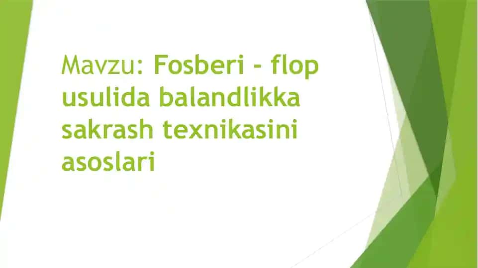 Fosberi - flop usulida balandlikka sakrash texnikasini asoslari