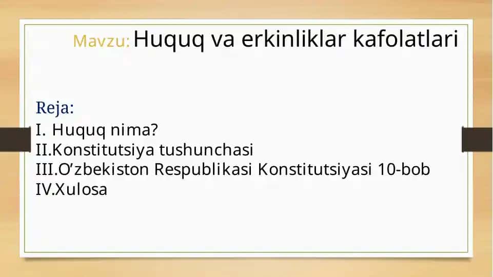 Huquq va erkinkliklar kafolatlari