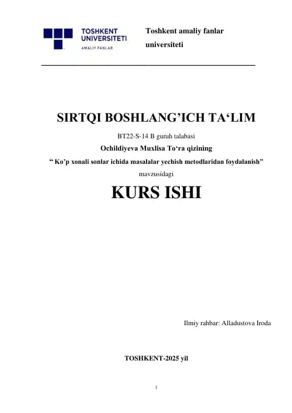 Ko’p xonali sonlar ichida masalalar yechish metodlaridan foydalanish.