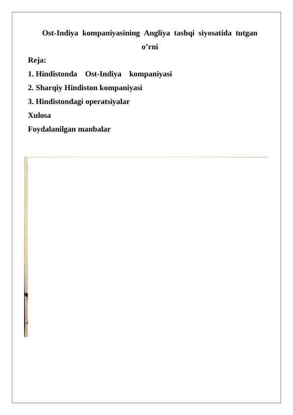 Ost-Indiya kompaniyasining Angliya tashqi siyosatida tutgan 24