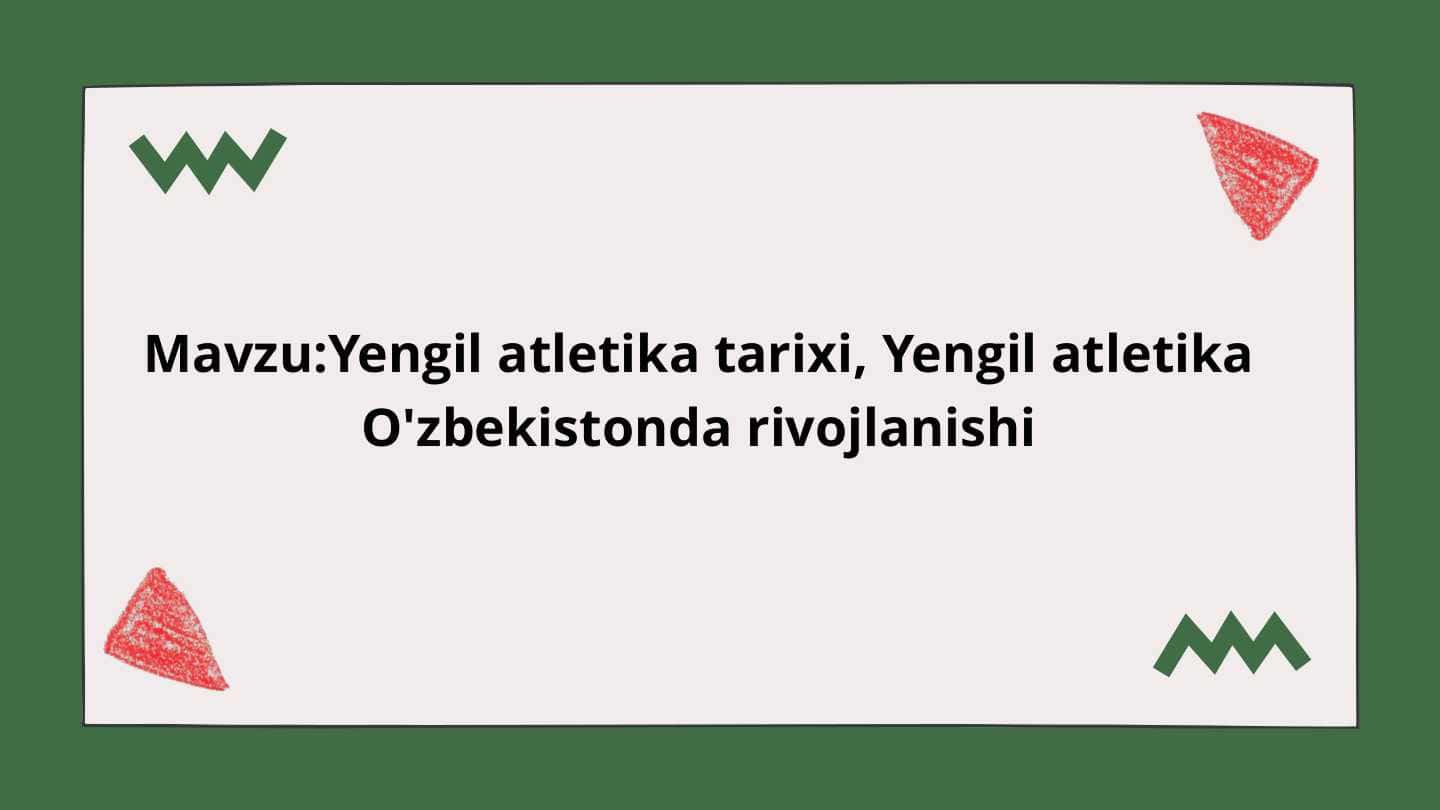 Yengil atletika tarixi, Yengil atletika O'zbekistonda rivojlanishi