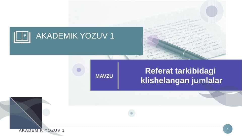 REFERAT TARKIBIDAGI KLISHELANGAN JUMLALAR