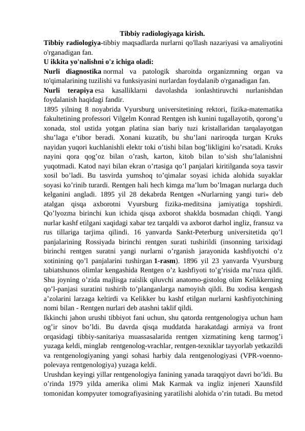Tibbiy radiologiyaga kirish