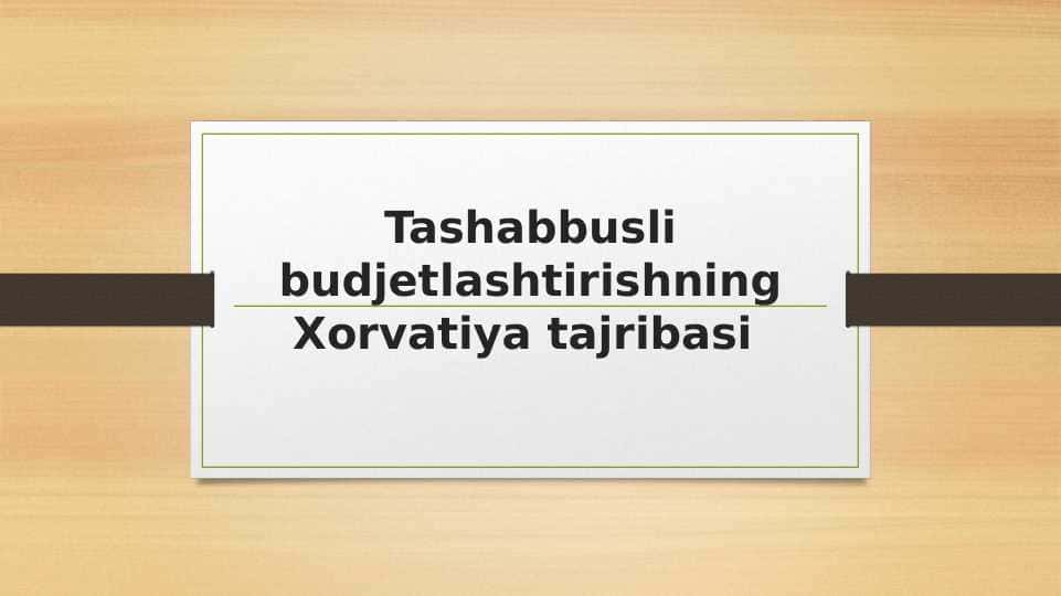 Tashabbusli byudjetlashtirishning Xolvatiya tajribasi