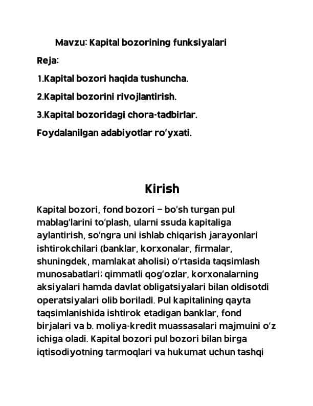 Kapital bozor funksiya pptx