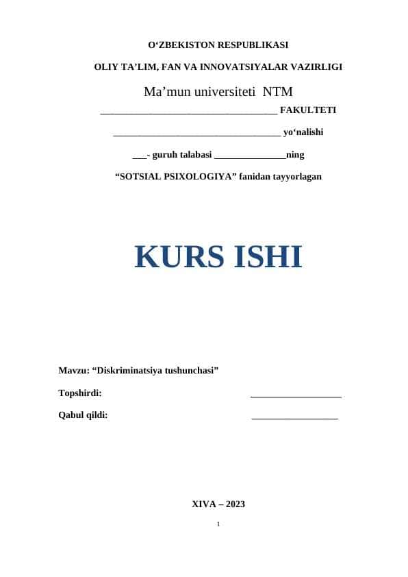 Diskriminatsiya tushunchasi