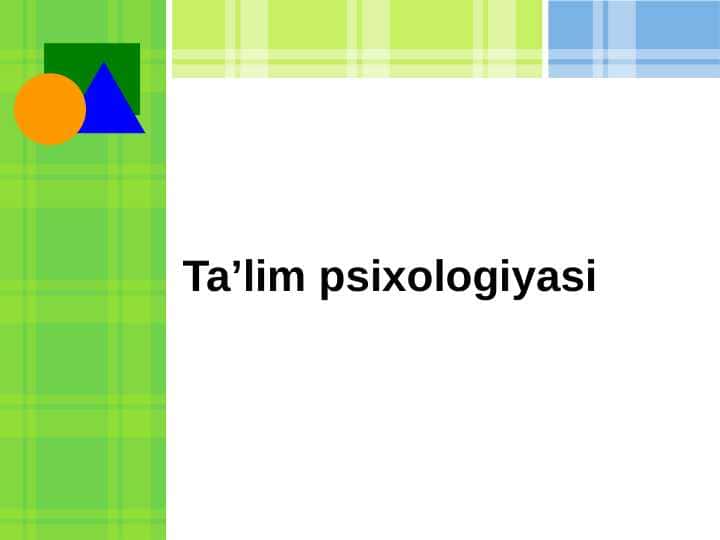 Ta'lim psixologiyasi.