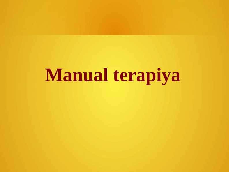 Manual terapiya