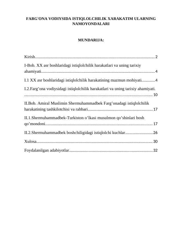FARG'ONA VODIYSIDA ISTIQLOLCHILIK XARAKATIM ULARNING NAMOYONDALARI