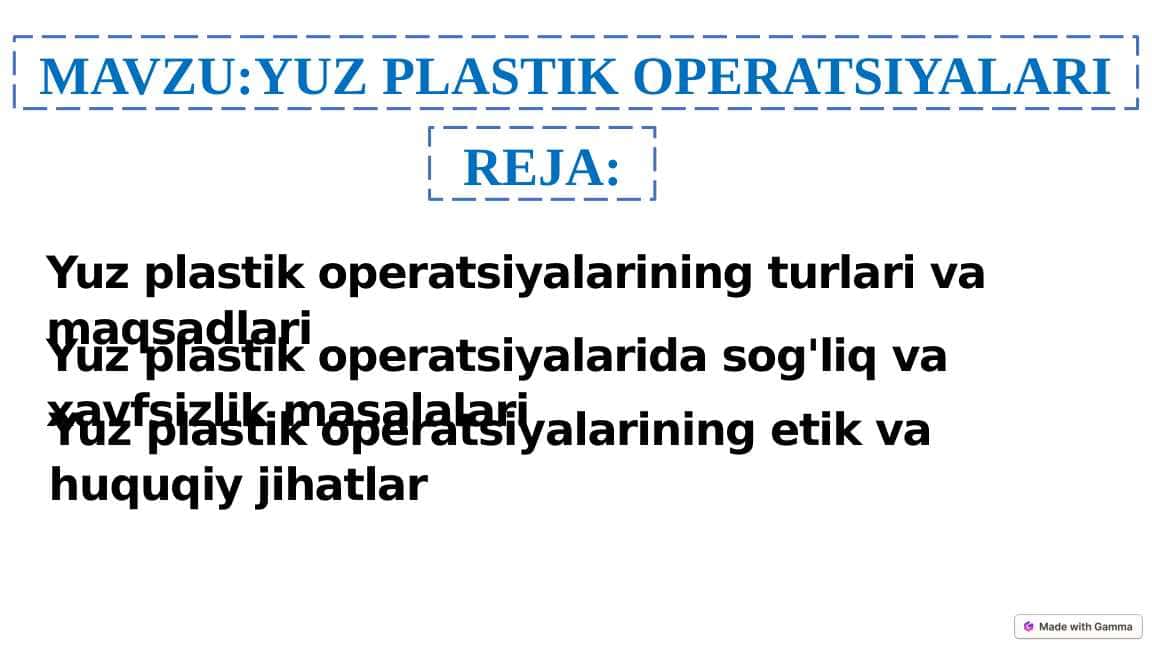 Yuz plastik operatsiyalari