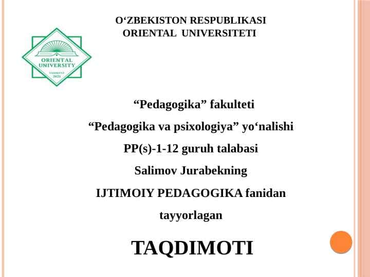 Ijtimoiy pedagogik faoliyatda texnologiyalar