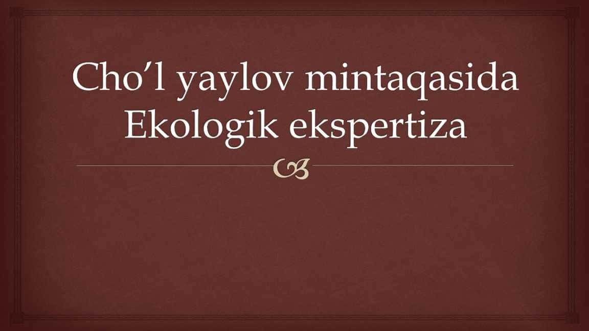 Cho’l yaylov mintaqasida Ekologik ekspertiza