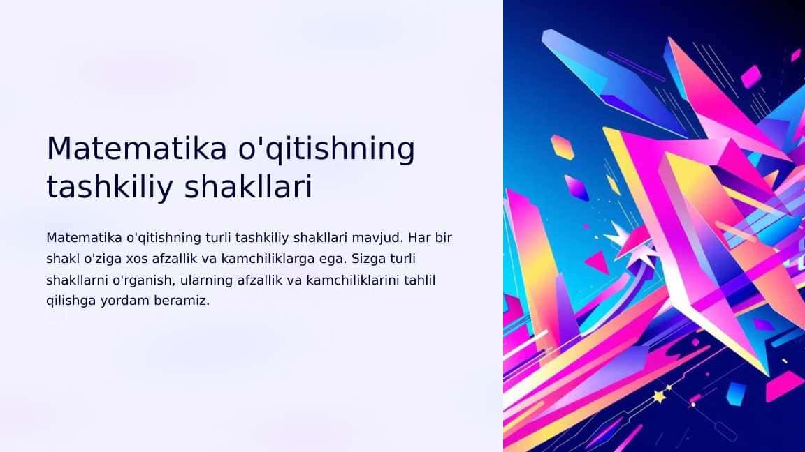 Matematika o'qitishning tashkiliy shakllari