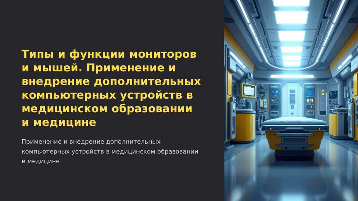 Типы и функции мониторов и мышей. Применение и внедрение дополнительных компьютерных устройств в медицинском образовании и медицине