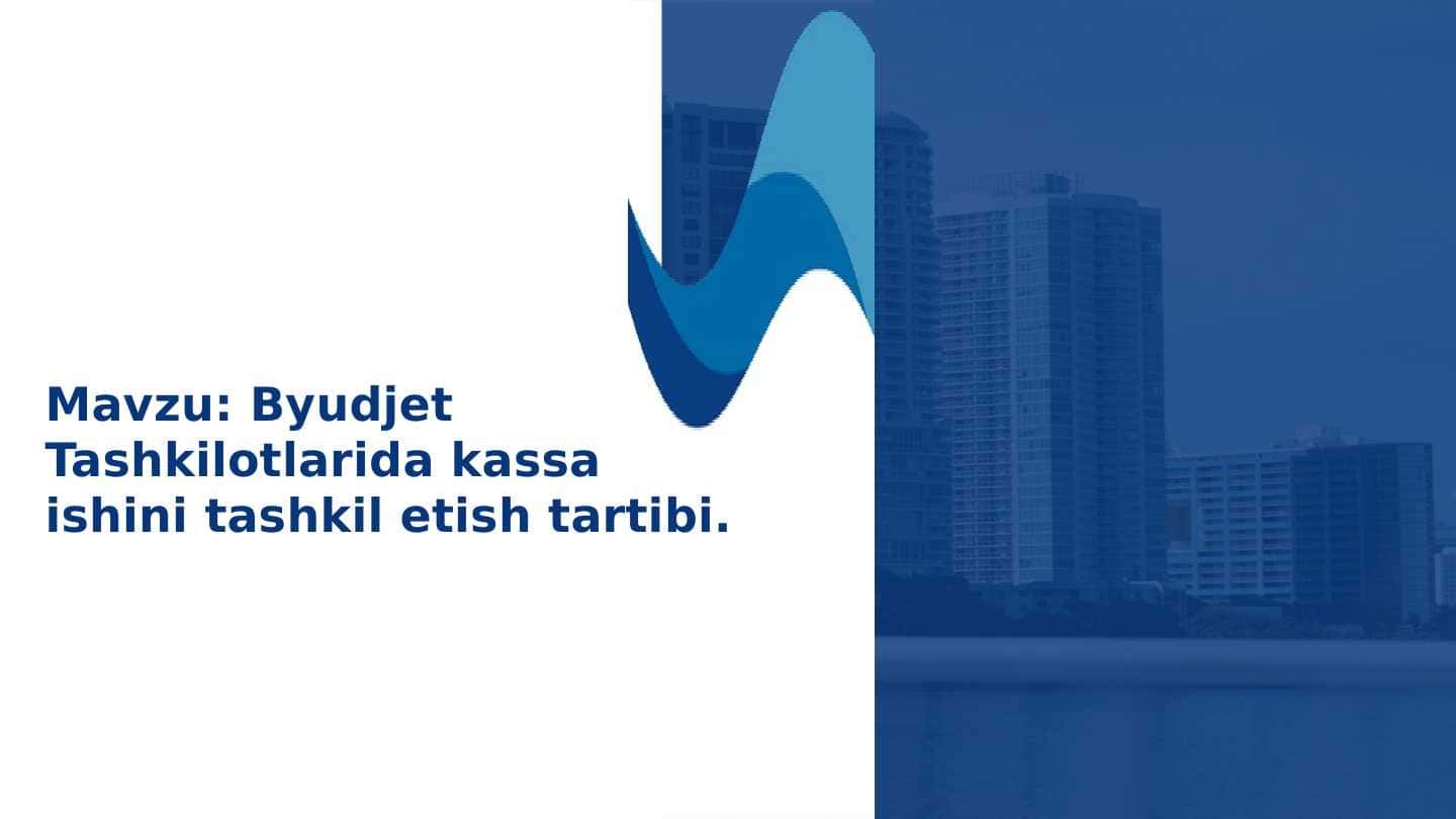 Byudjet Tashkilotlarida kassa ishini tashkil etish tartibi.