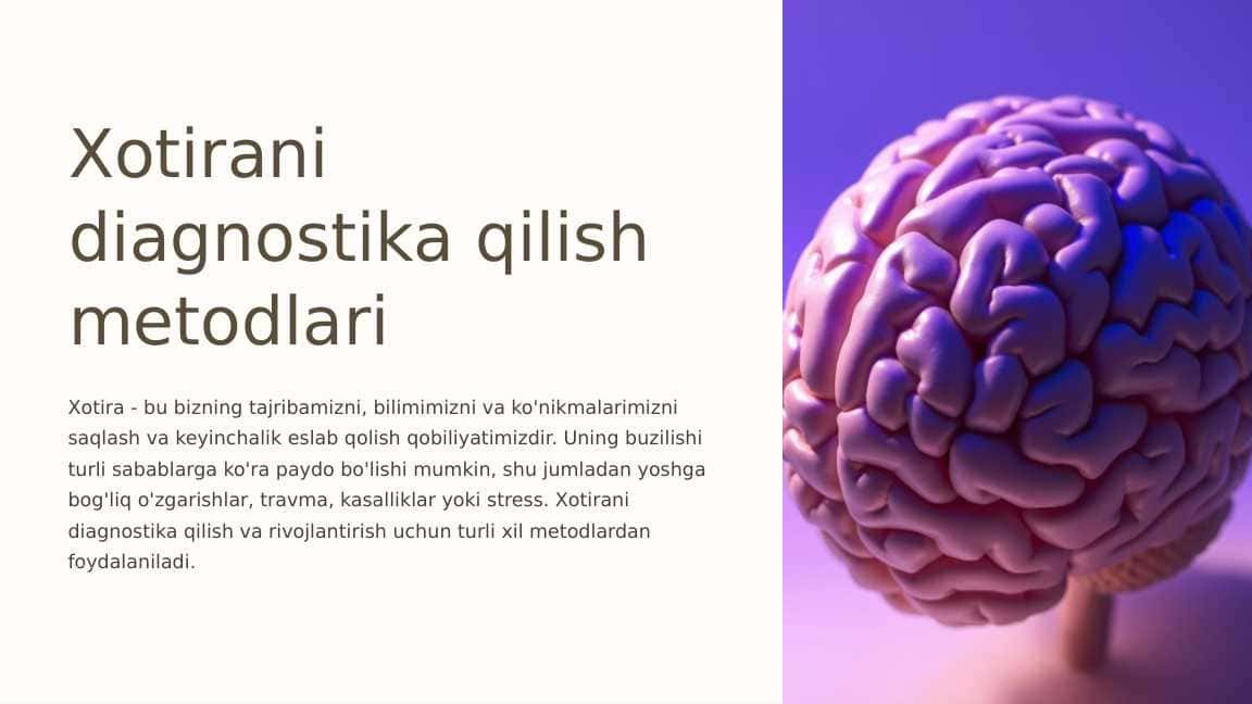 Xotirani diagnostika qilish metodlari