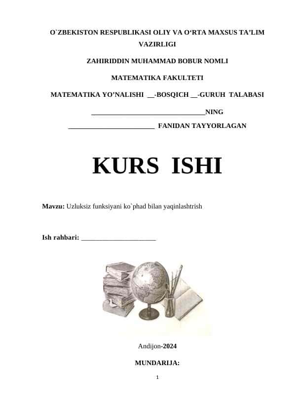 Uzluksiz funksiyani ko`phad bilan yaqinlashtrish.docx