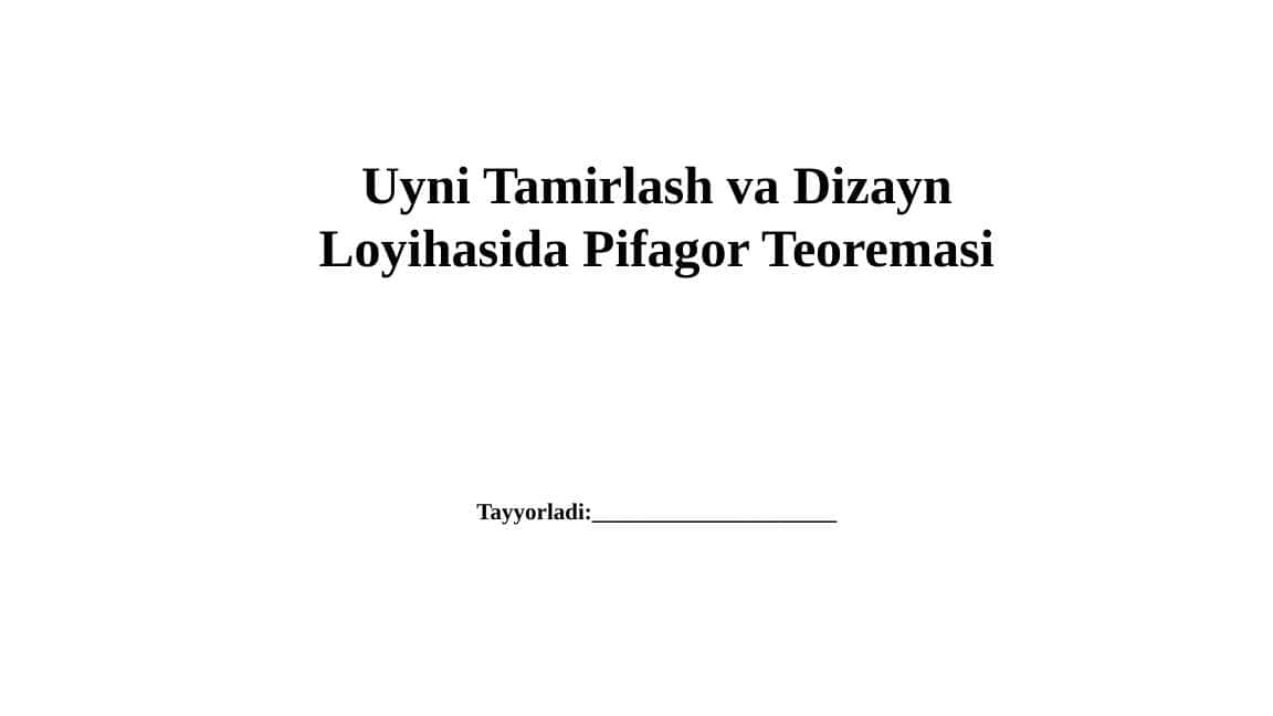 Uyni Tamirlash va Dizayn Loyihasida Pifagor Teoremasi