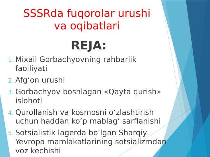 SSSRda fuqorolar urushi va oqibatlari