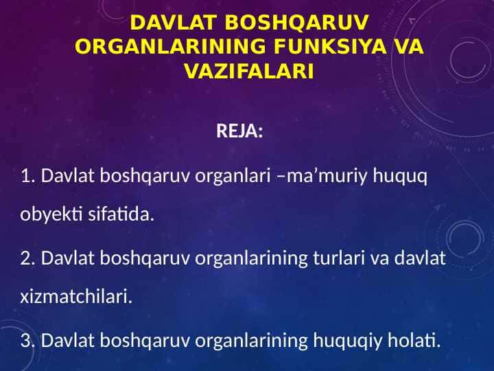 Davlat Boshqaruv organlarining funksiya va vazifalari