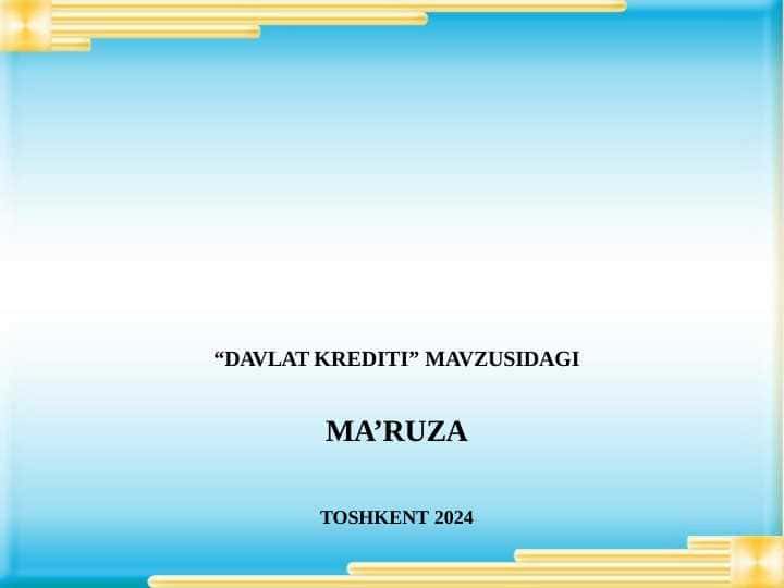DAVLAT KREDITI