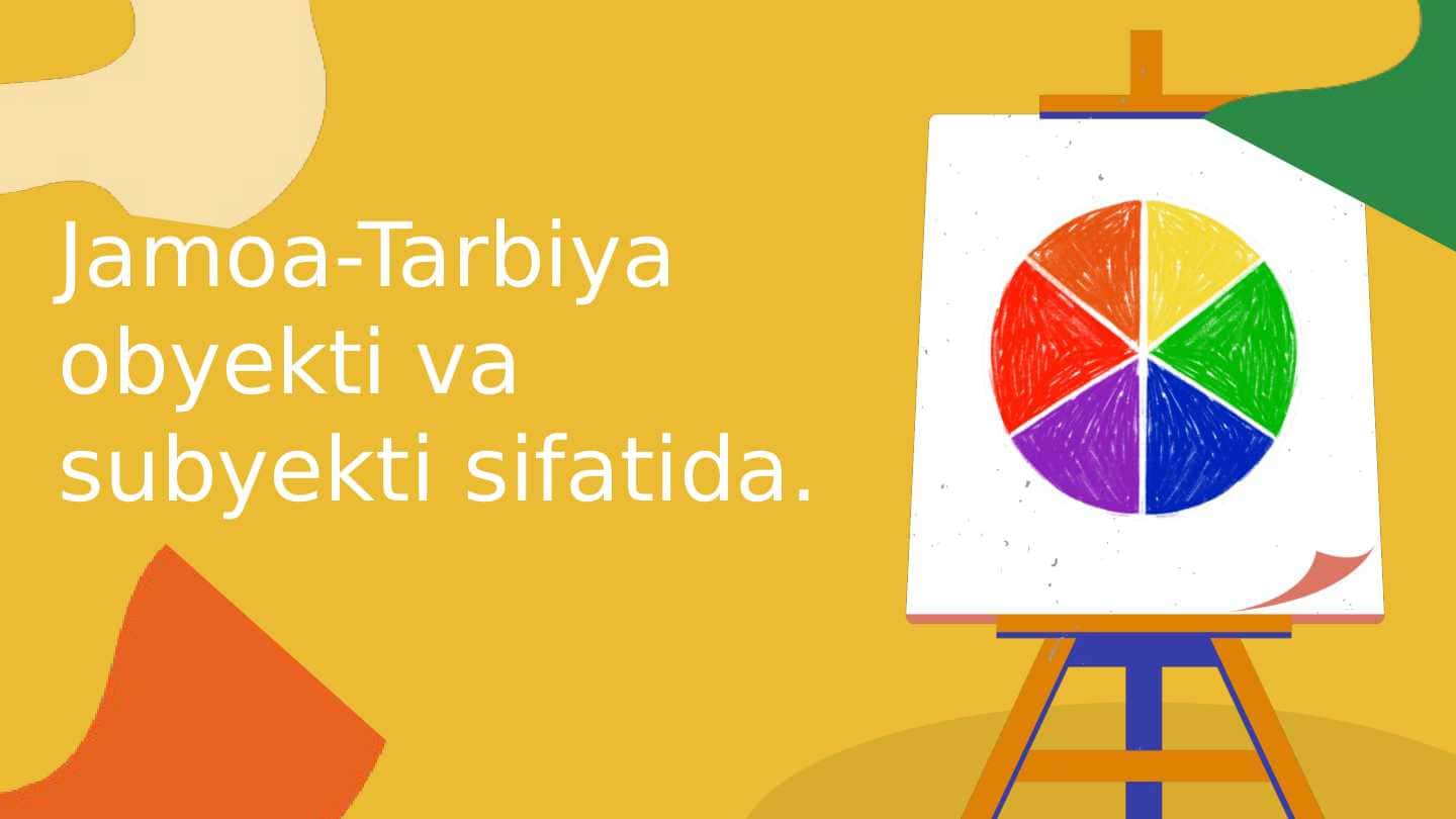Jamoa-Tarbiya obyekti va subyekti sifatida.
