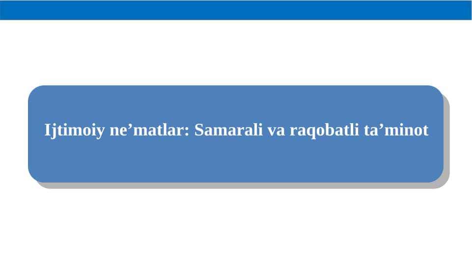 Tashqi samaralar va ijtimoiy nematlar
