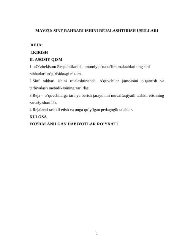 SINF RAHBARI ISHINI REJALASHTIRISH USULLARI.docx