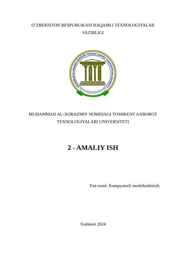 Simulink paketida tenglamalarni yechish.