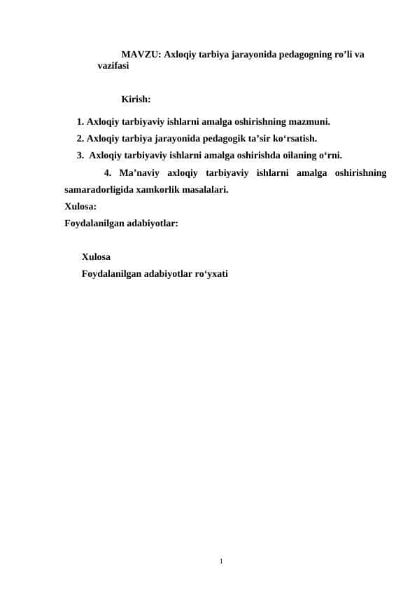 Axloqiy tarbiya jarayonida pedagogning ro’li va vazifasi.doc