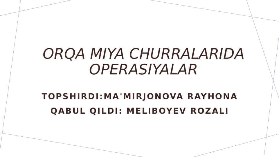 Orqa miya churralarida operasiyalar
