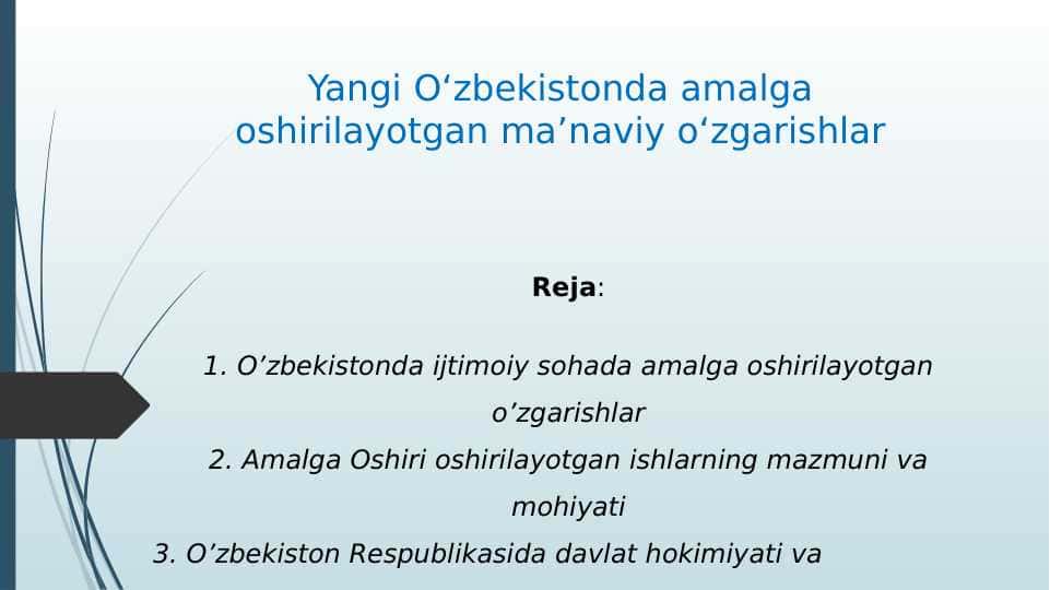 Yangi O‘zbekistonda amalga oshirilayotgan ma’naviy o‘zgarishlar