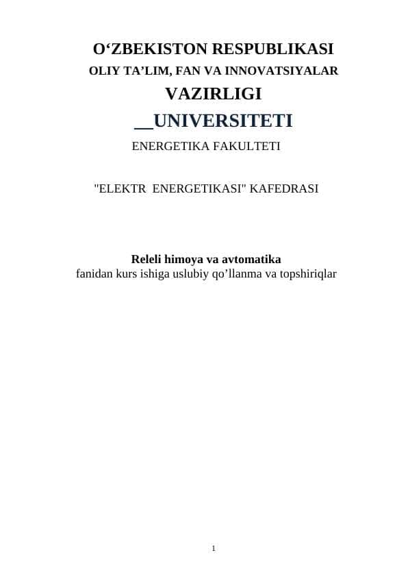 Releli himoya va avtomatika