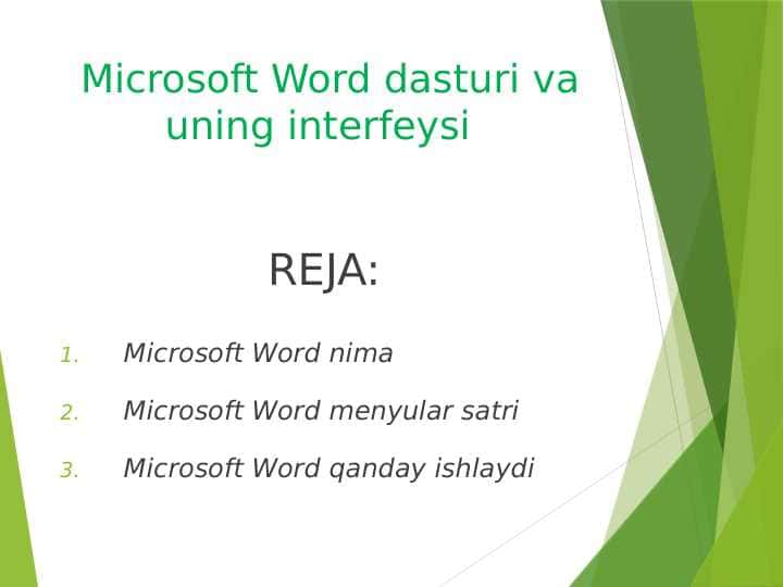 Microsoft Word dasturi va uning interfeysi