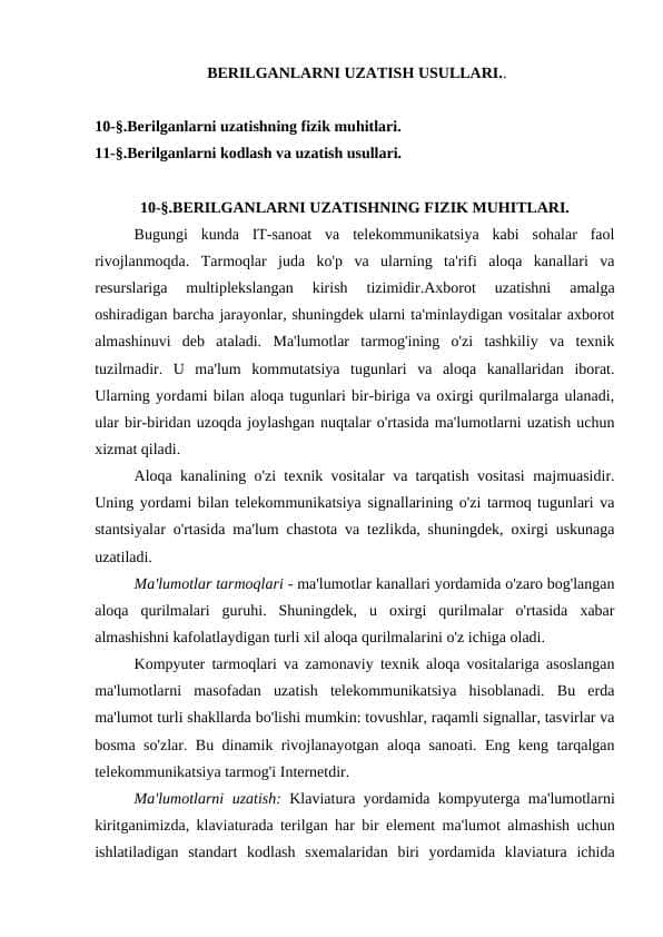 BERILGANLARNI UZATISH USULLARI