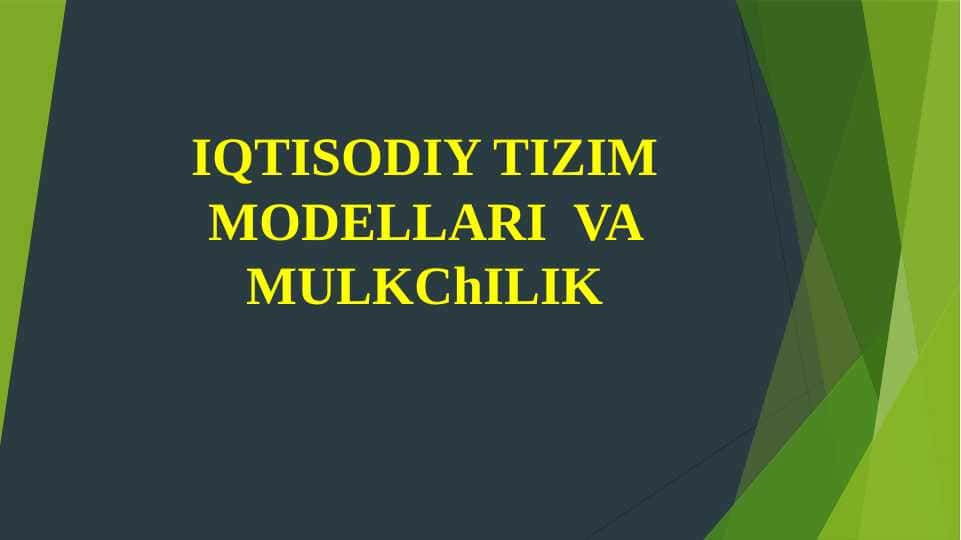 Iqtisodiy tizim modellari va mulkchilik