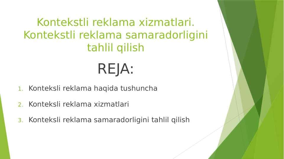 Kontekstli reklama xizmatlari. Kontekstli reklama samaradorligini tahlil qilish