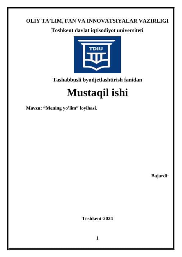 “Mening yo’lim” loyihasi.