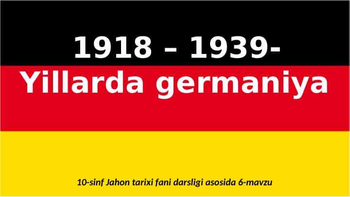 1918 – 1939-Yillarda germaniya