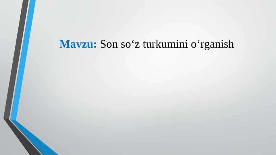 Son soʻz turkumini oʻrganish