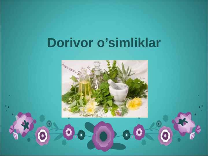 Dorivor o'simliklar