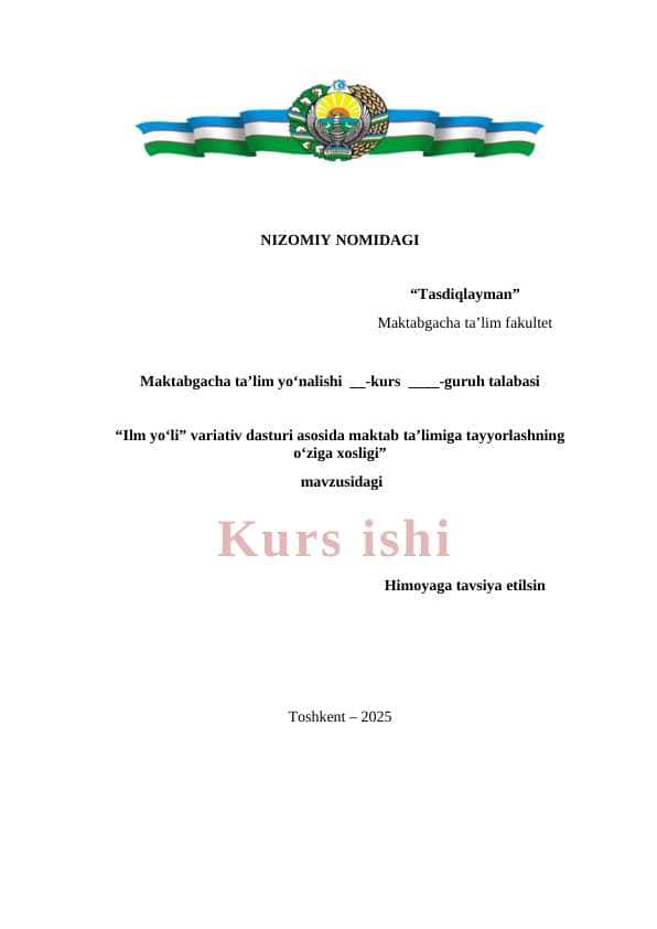 Ilm yo‘li” variativ dasturi asosida maktab ta’limiga tayyorlashning o‘ziga xosligi