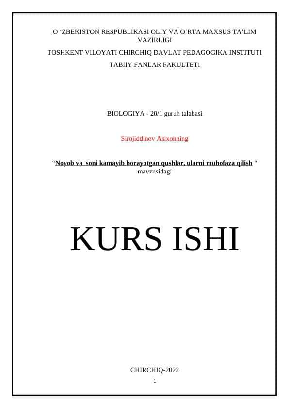 Noyob va soni kamayib borayotgan qushlar, ularni muhofaza qilish