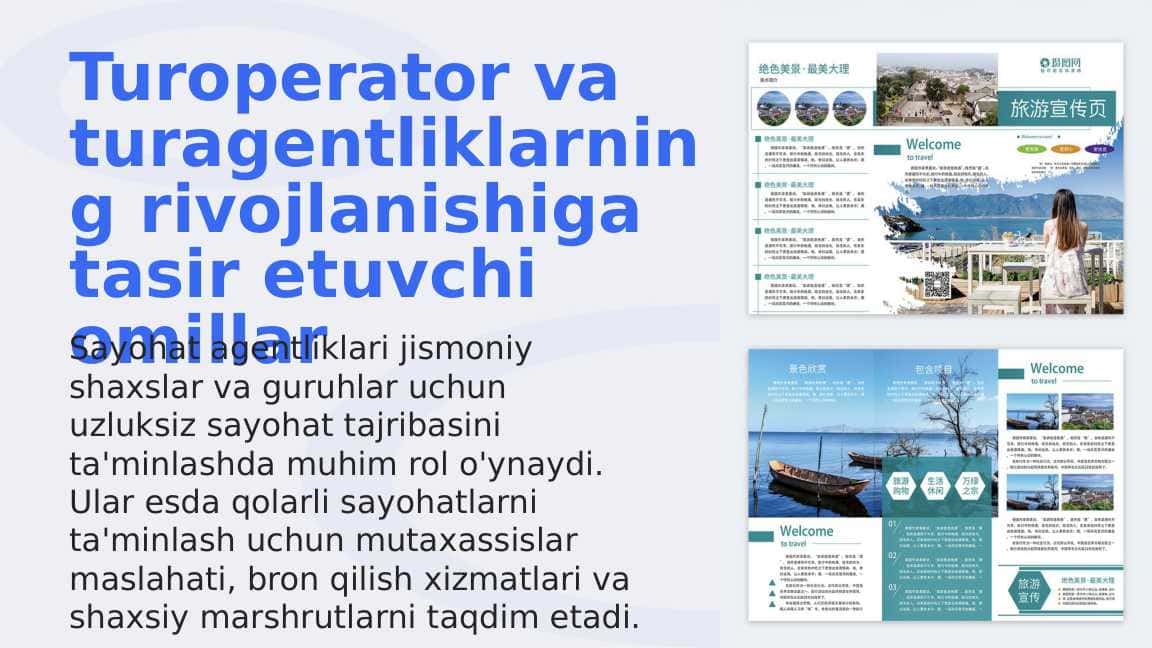 Turoperator va turagentliklarning rivojlanishiga tasir etuvchi omillar