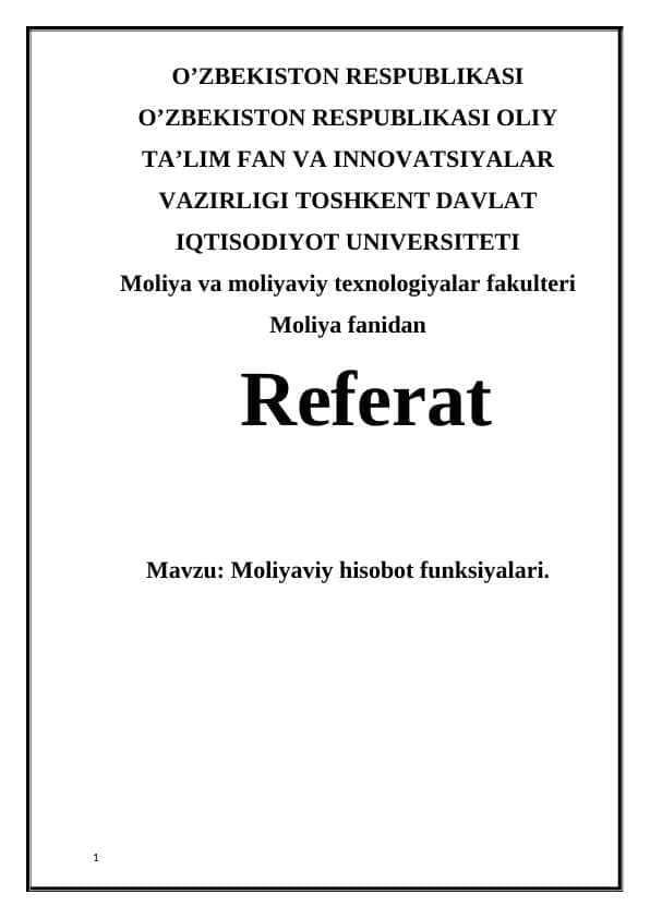 Moliyaviy hisobot funksiyalari.