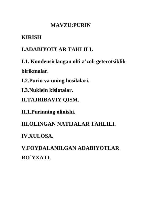 Purin kurs ishi