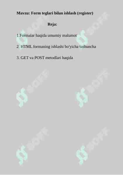 Form teglari bilan ishlash (register)