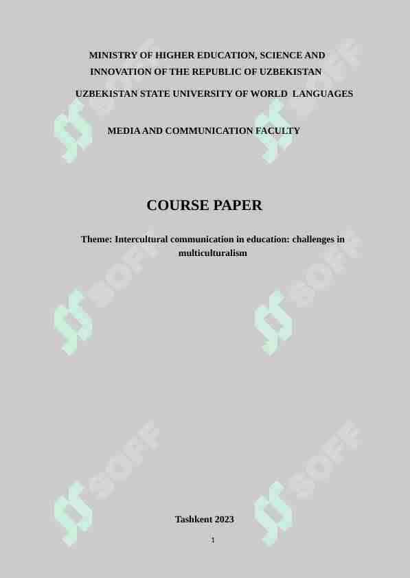 Intercultural communication in education: challenges in multiculturalism