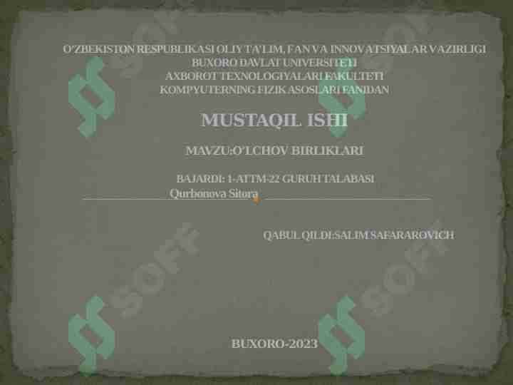 o`lchov birliklari